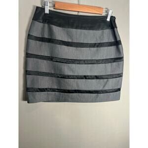 Womens TOKITO Gray & Black Stripe Mini Skirt Business Work Cocktail Formal Sz 10